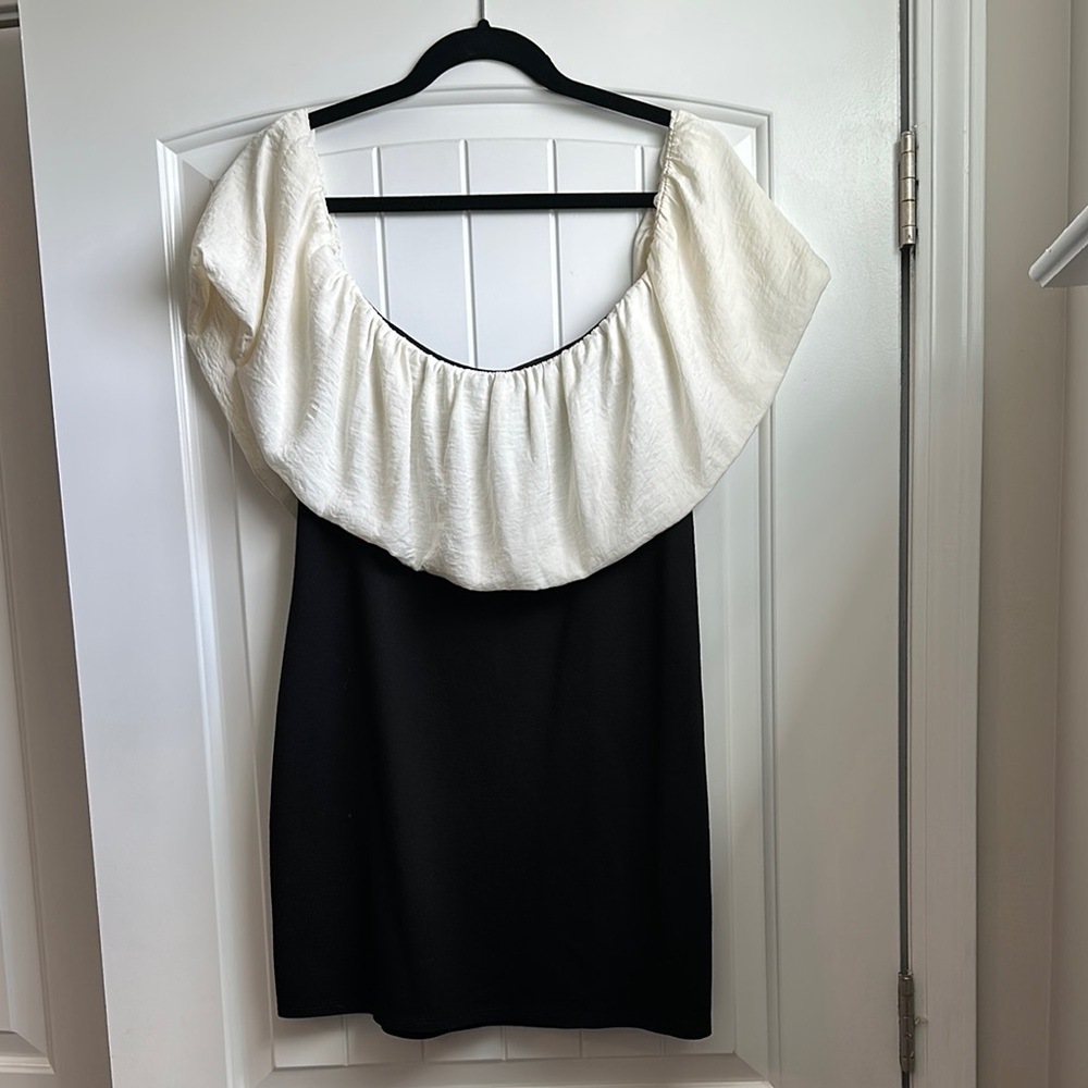 Black and White Off-Shoulder Dress